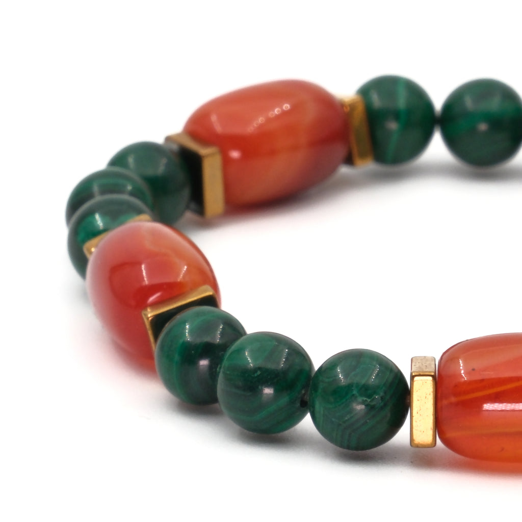 Malakit ve Arpa Akik Sertifikalı Doğal Taş Bileklik SPF-A-053