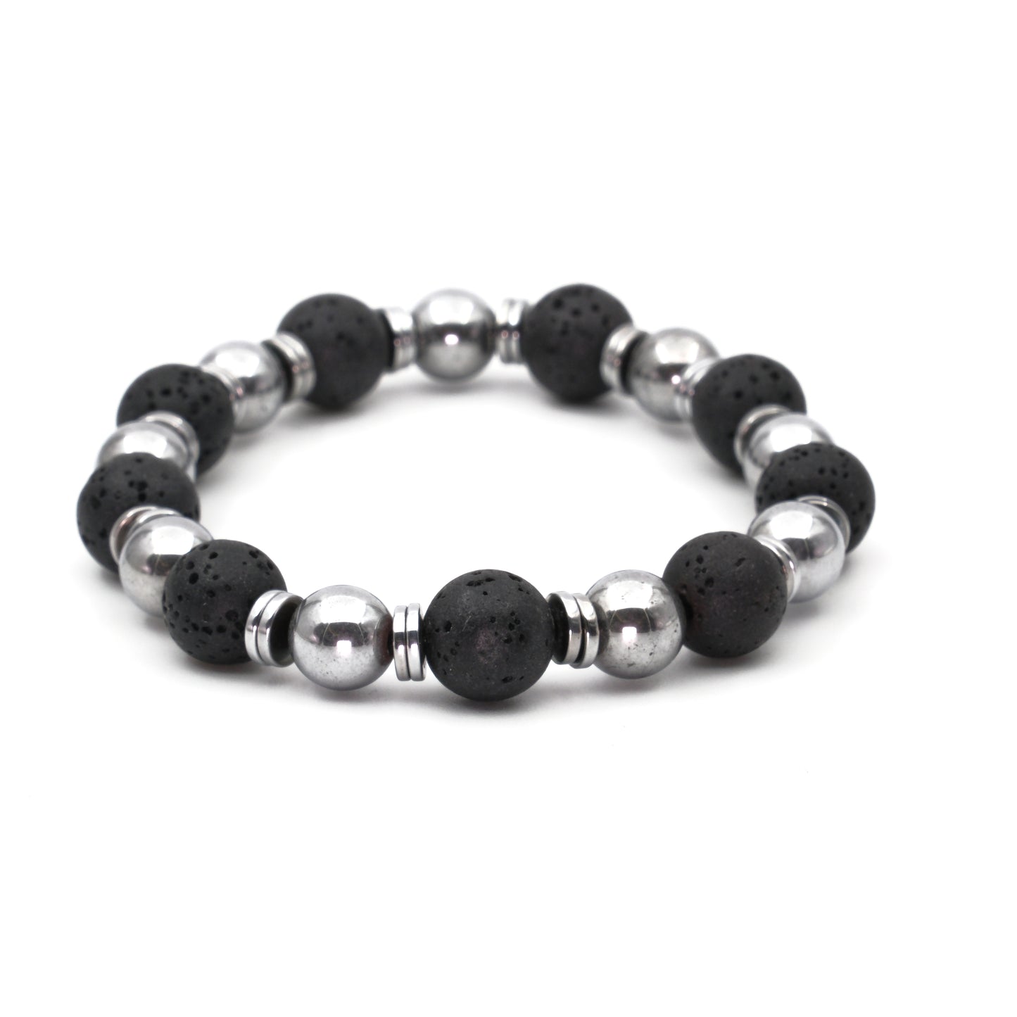 Lava Stone and Hematite Natural Stone Bracelet SPF-A-052