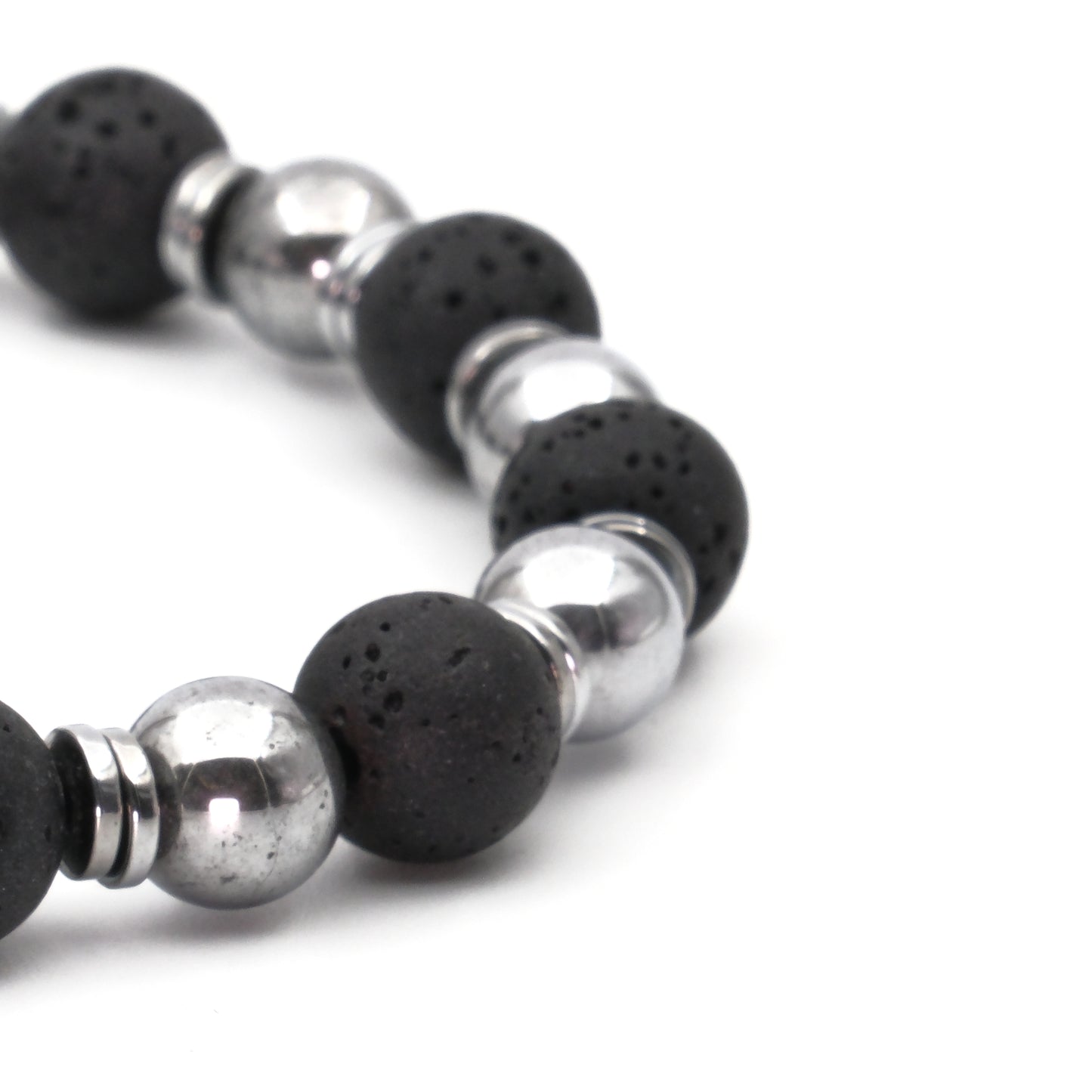 Lava Stone and Hematite Natural Stone Bracelet SPF-A-052