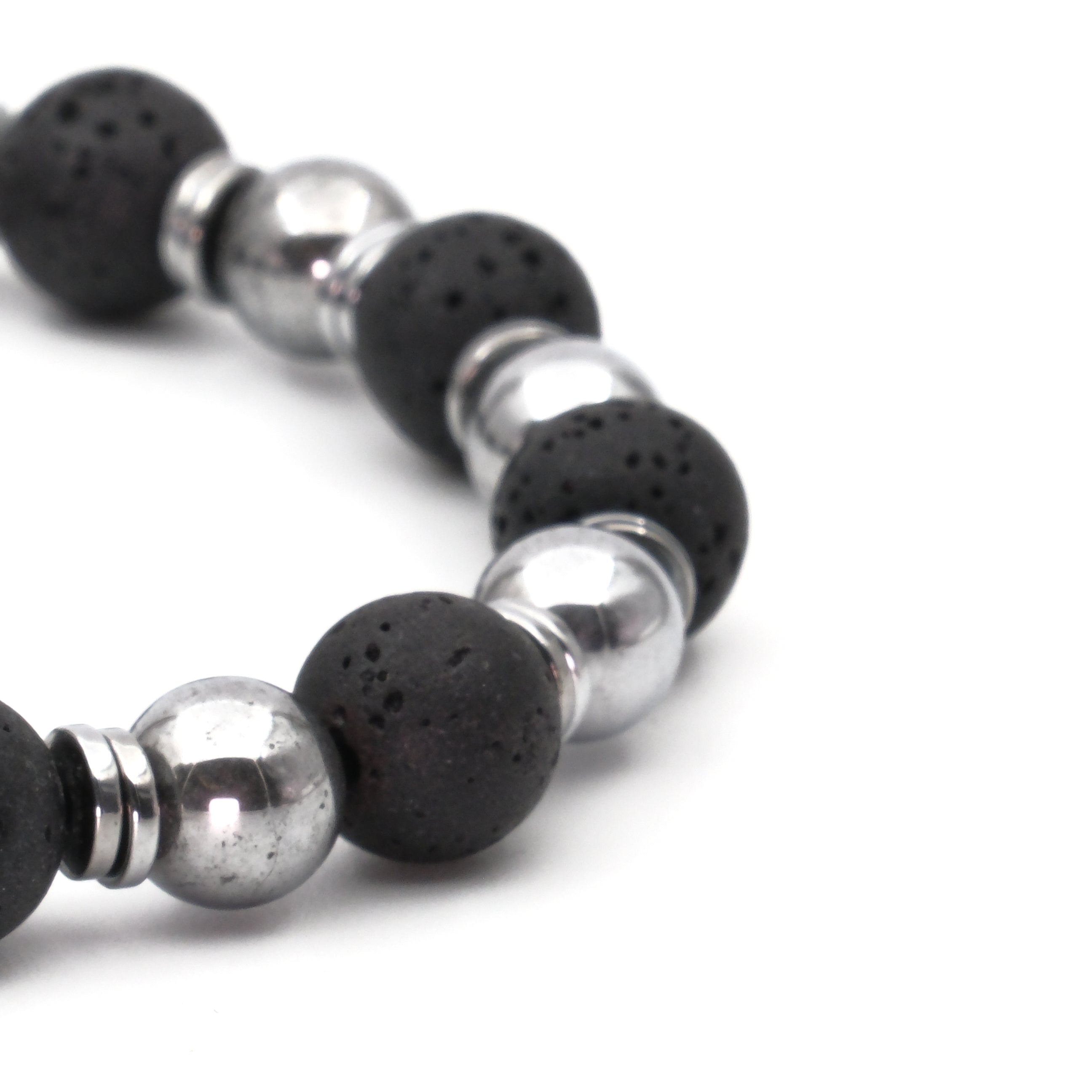 Lav Taşı ve Hematit Sertifikalı Doğal Taş Bileklik SPF-A-052