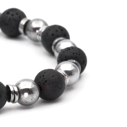 Lava Stone and Hematite Natural Stone Bracelet SPF-A-052