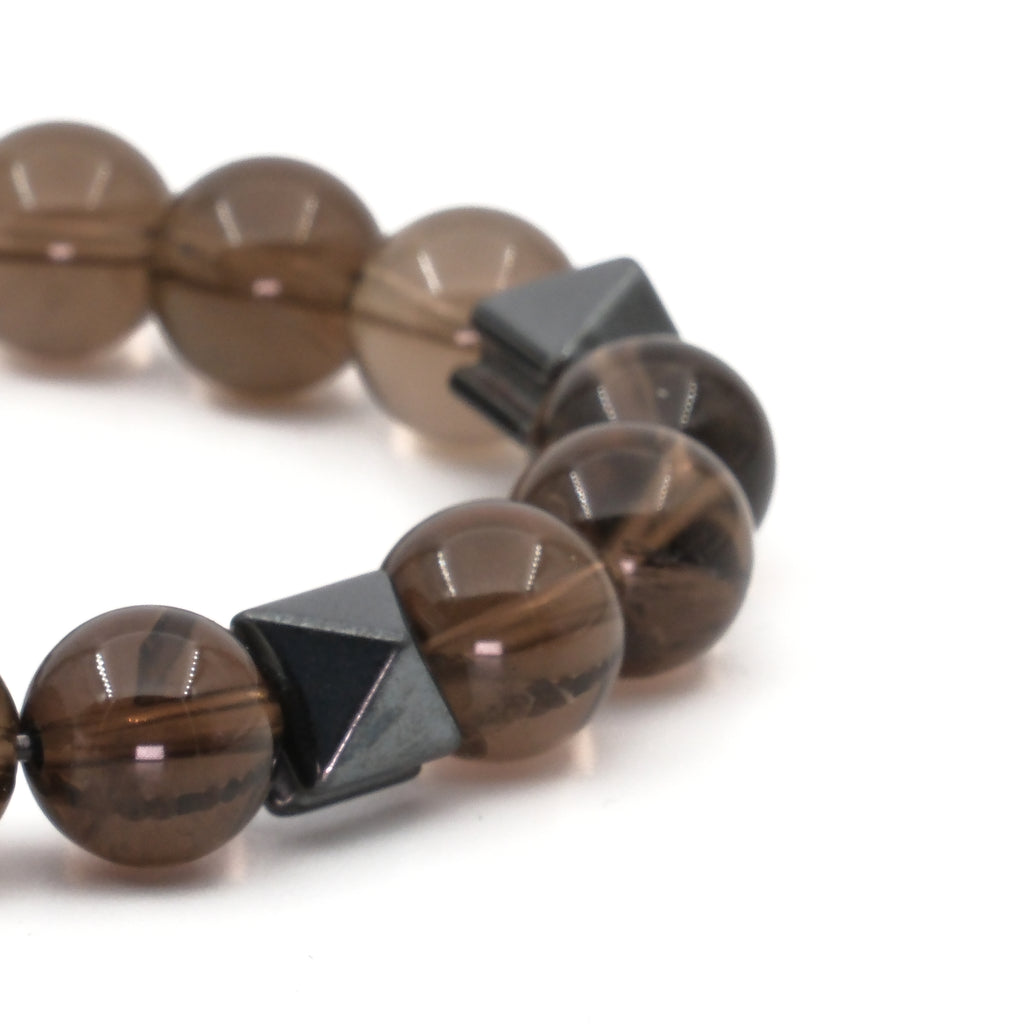 Dumanlı Kuvars Hematit Sertifikalı Doğal Taş Bileklik SPF-A-021