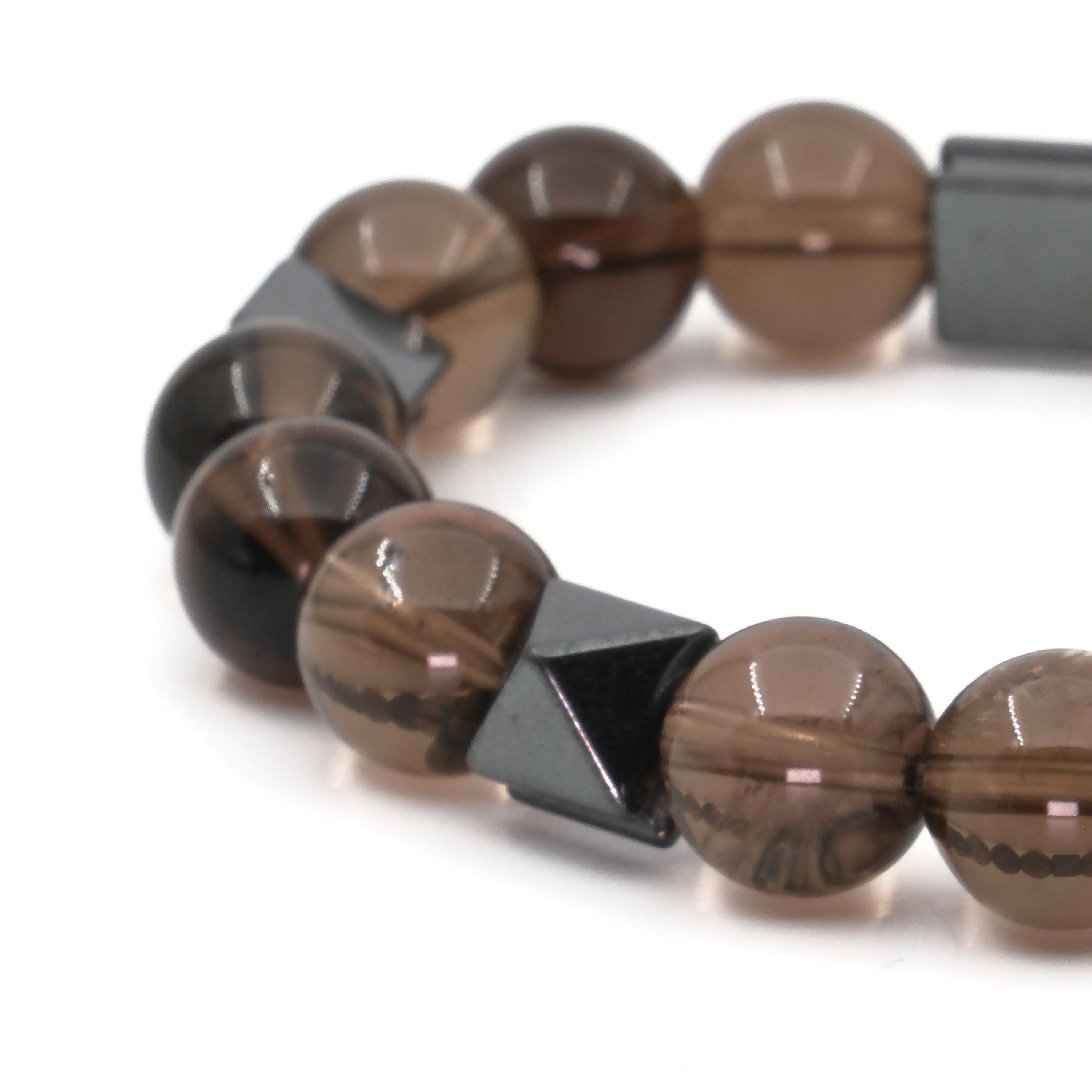 Dumanlı Kuvars Hematit Sertifikalı Doğal Taş Bileklik SPF-A-021