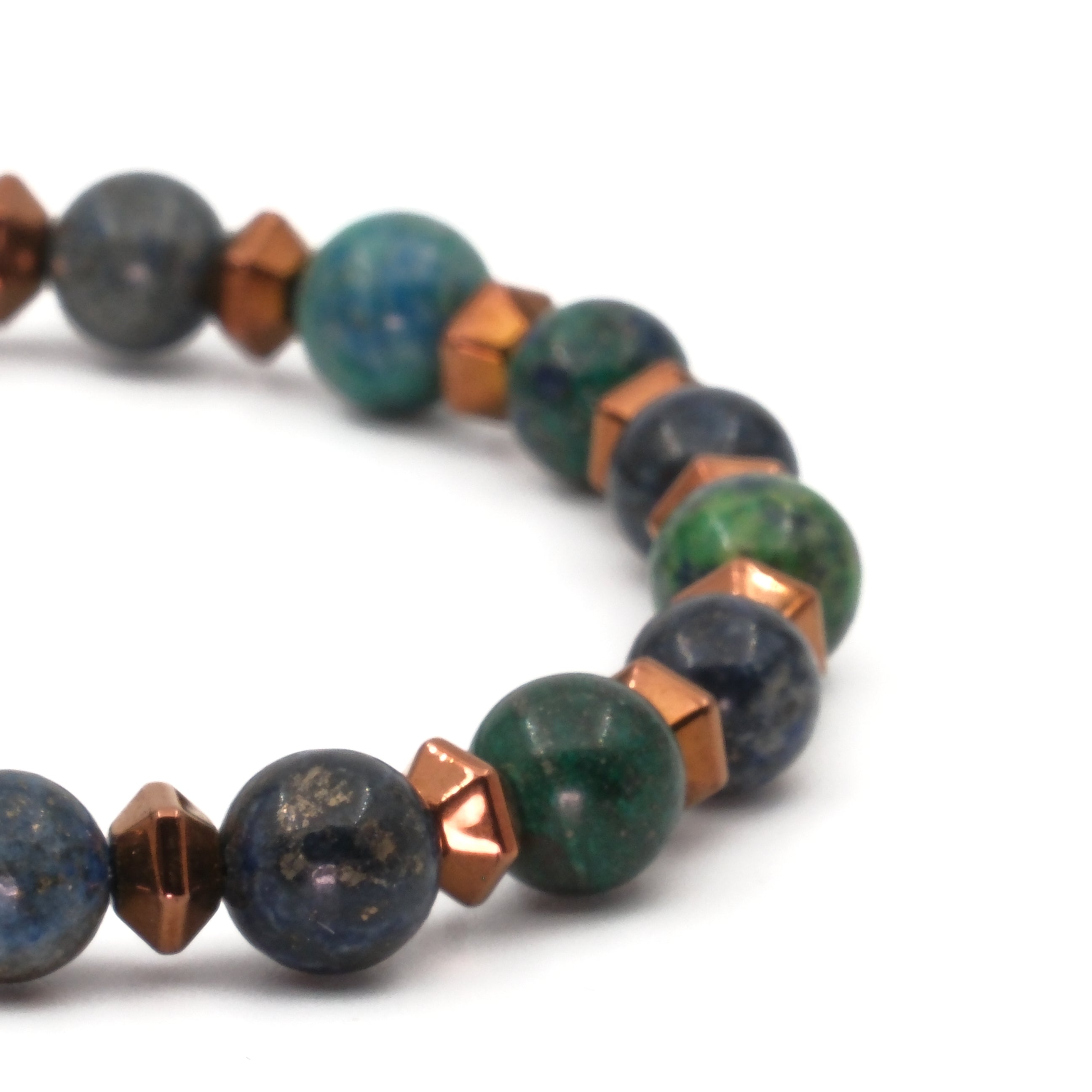 Azurit ve Hematit Sertifikalı Doğal Taş Bileklik SPF-A-019