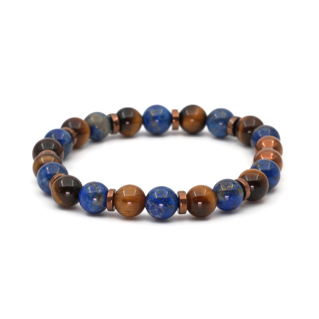 Lapis Lazuli ve Kaplan Gözü Hematit Sertifikalı Doğal Taş Bileklik SPF-A-051