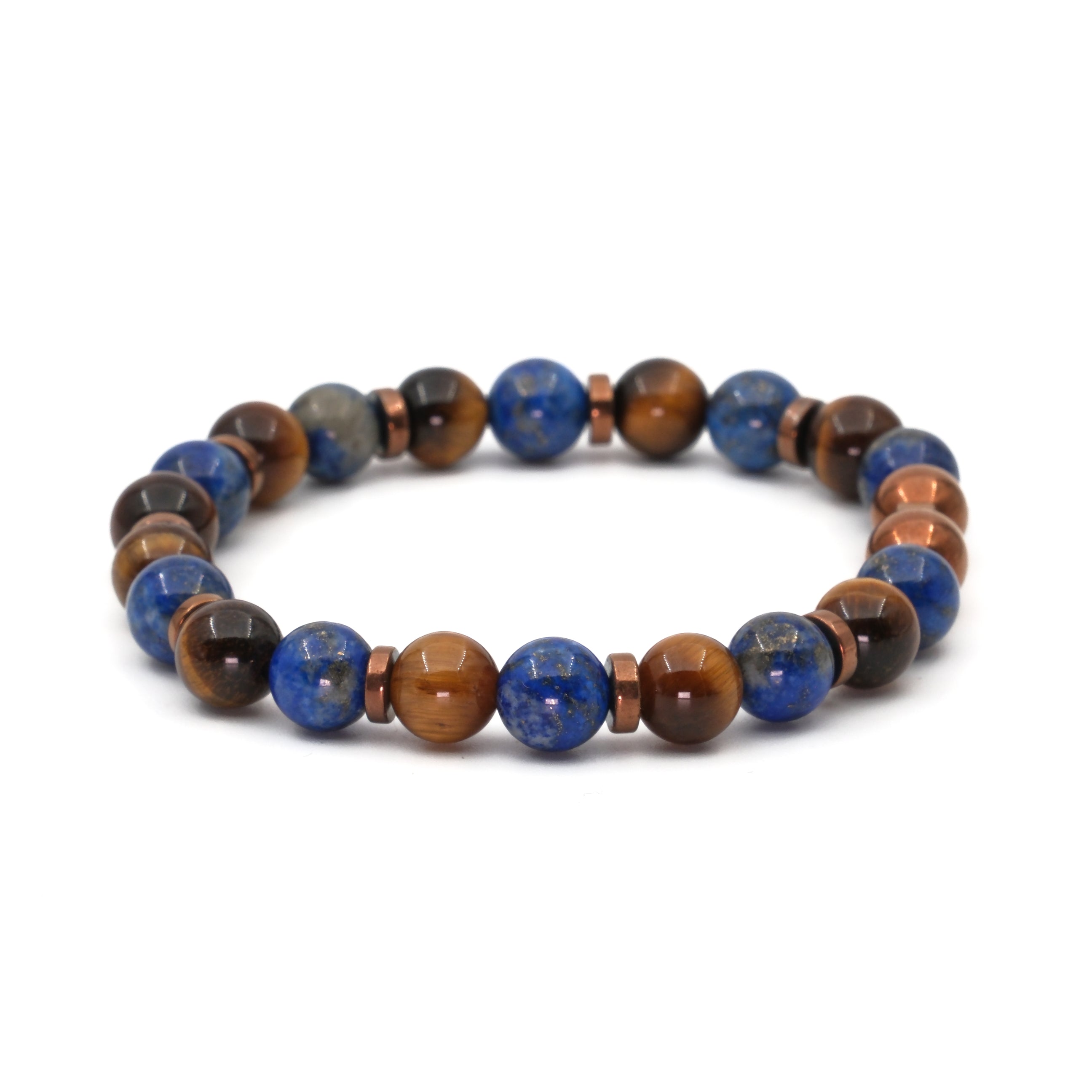 Lapis Lazuli ve Kaplan Gözü Hematit Sertifikalı Doğal Taş Bileklik SPF-A-051