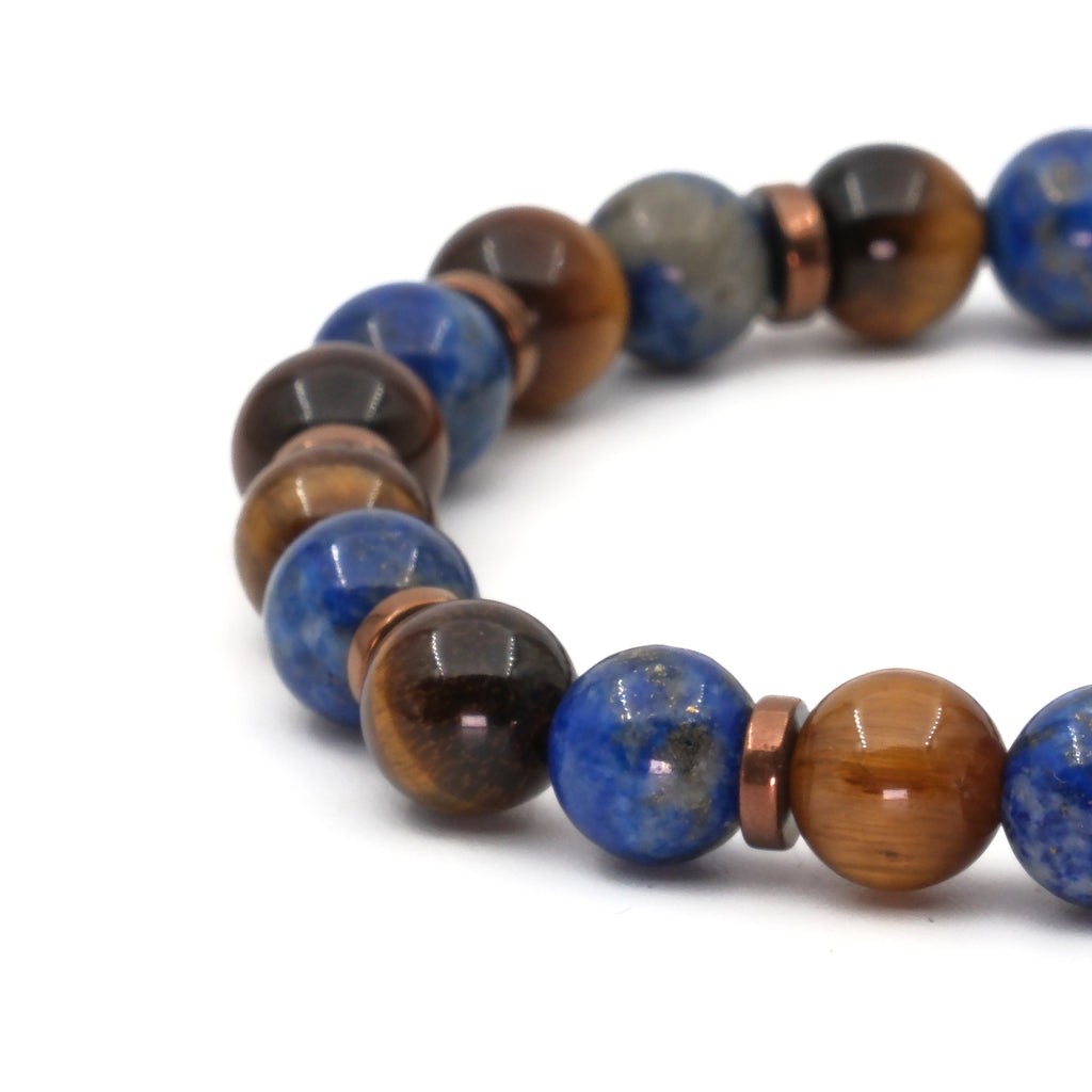 Lapis Lazuli ve Kaplan Gözü Hematit Sertifikalı Doğal Taş Bileklik SPF-A-051