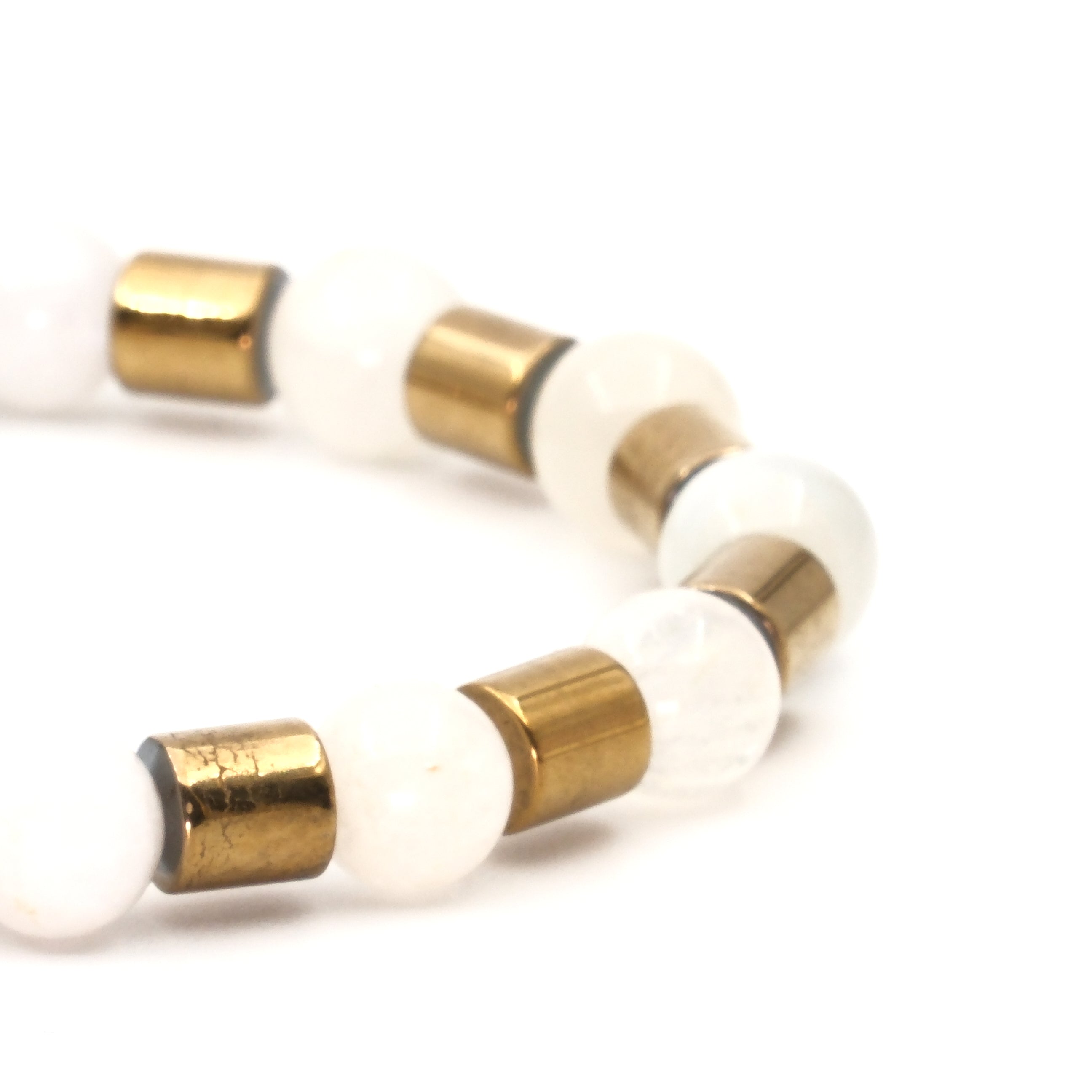 Ay Taşı ve Hematit Sertifikalı Doğal Taş Bileklik SPF-A-018