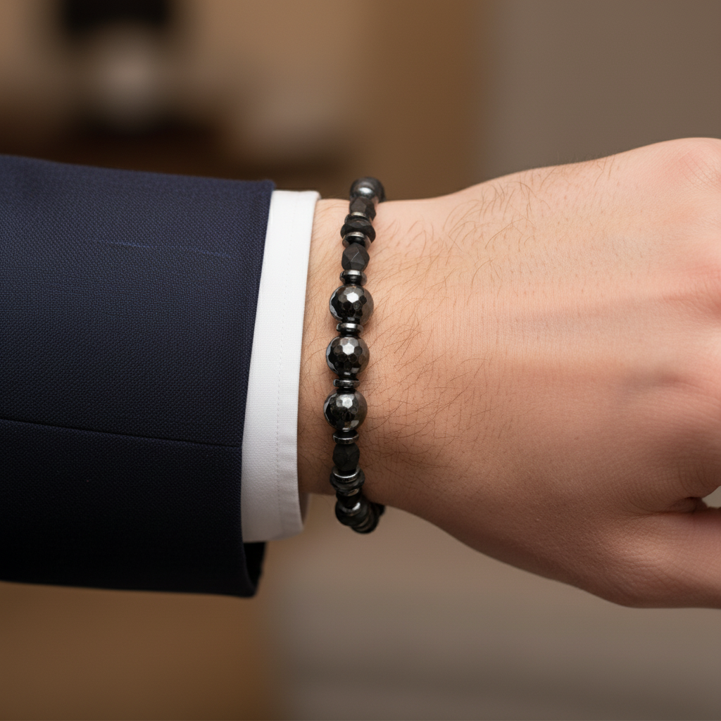 Hematit Sertifikalı Doğal Taş Bileklik SPF-A-023