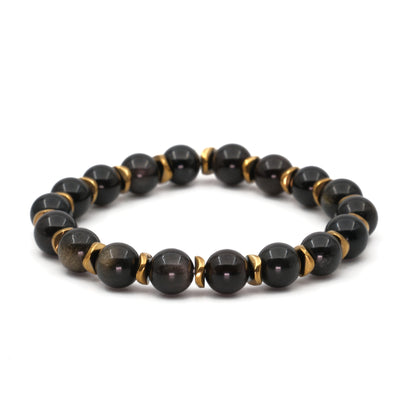 Black Obsidian Hematite Natural Stone Bracelet SPF-A-067