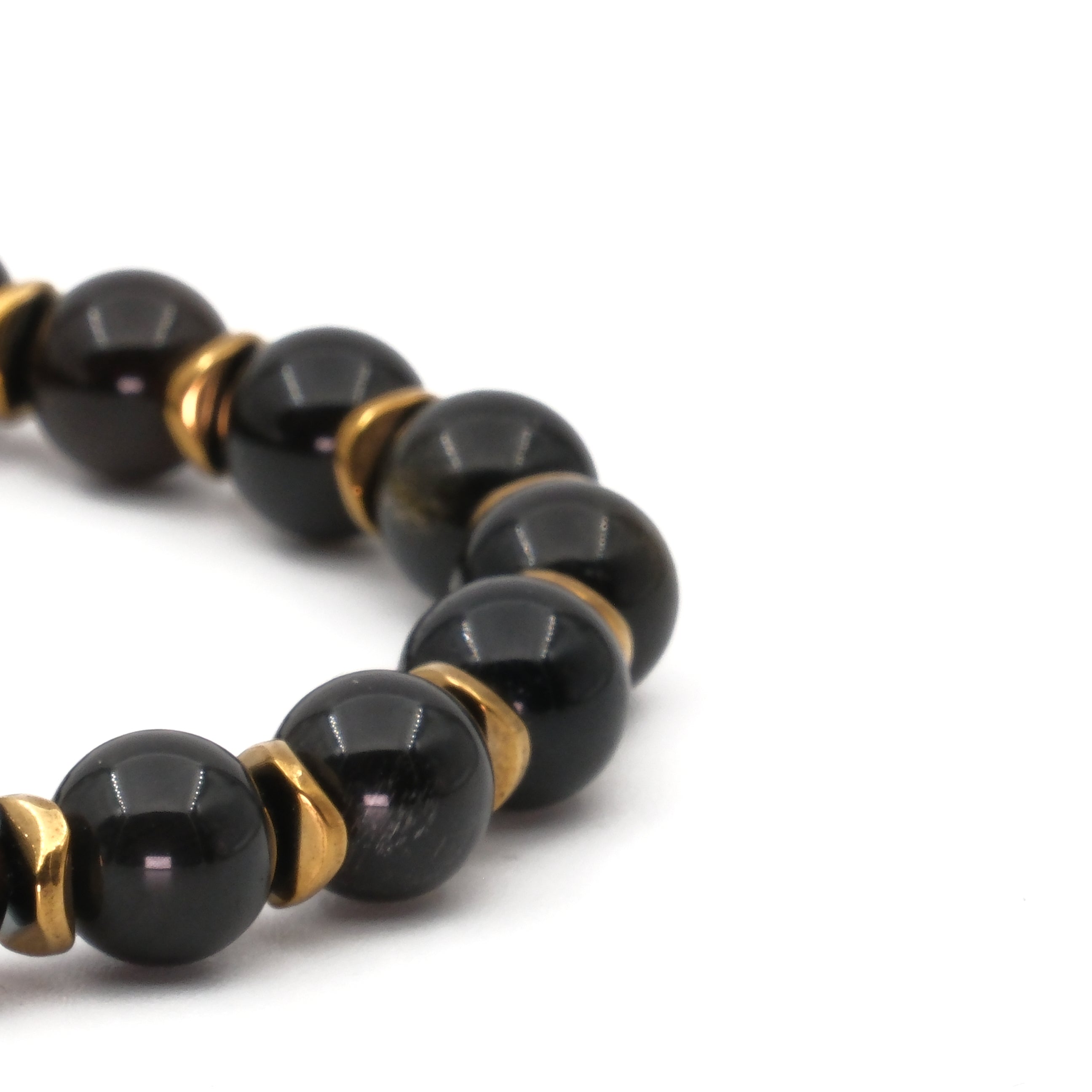 Siyah Obsidyen Hematit Sertifikalı Doğal Taş Bileklik SPF-A-067