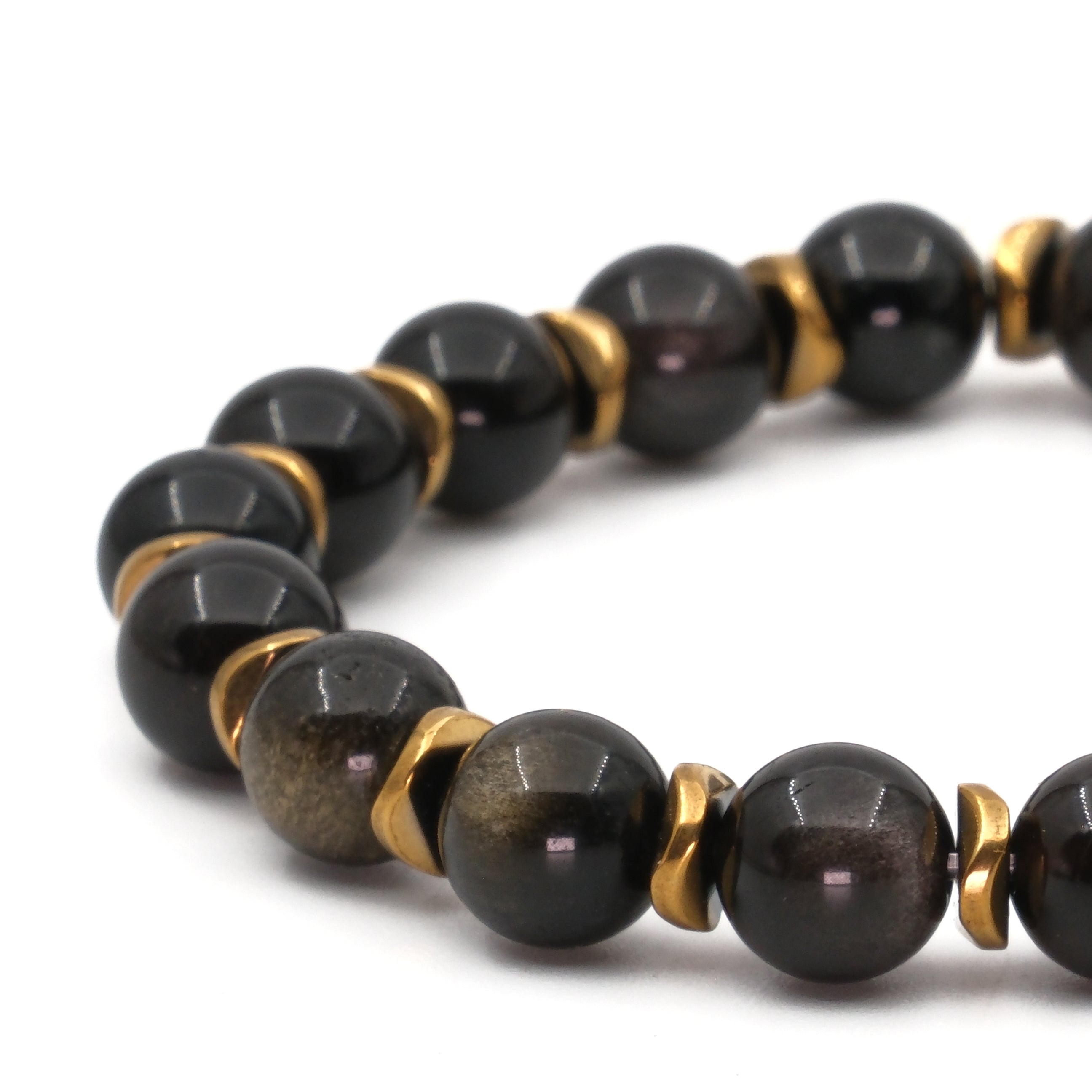 Siyah Obsidyen Hematit Sertifikalı Doğal Taş Bileklik SPF-A-067