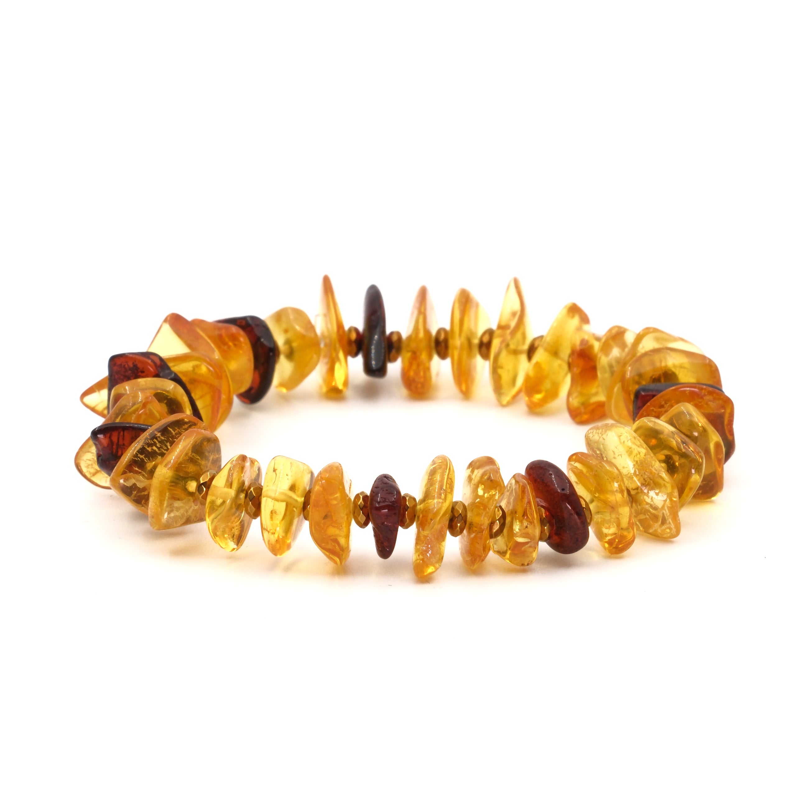 Kehribar ve Hematit Sertifikalı Doğal Taş Bileklik SPF-A-043