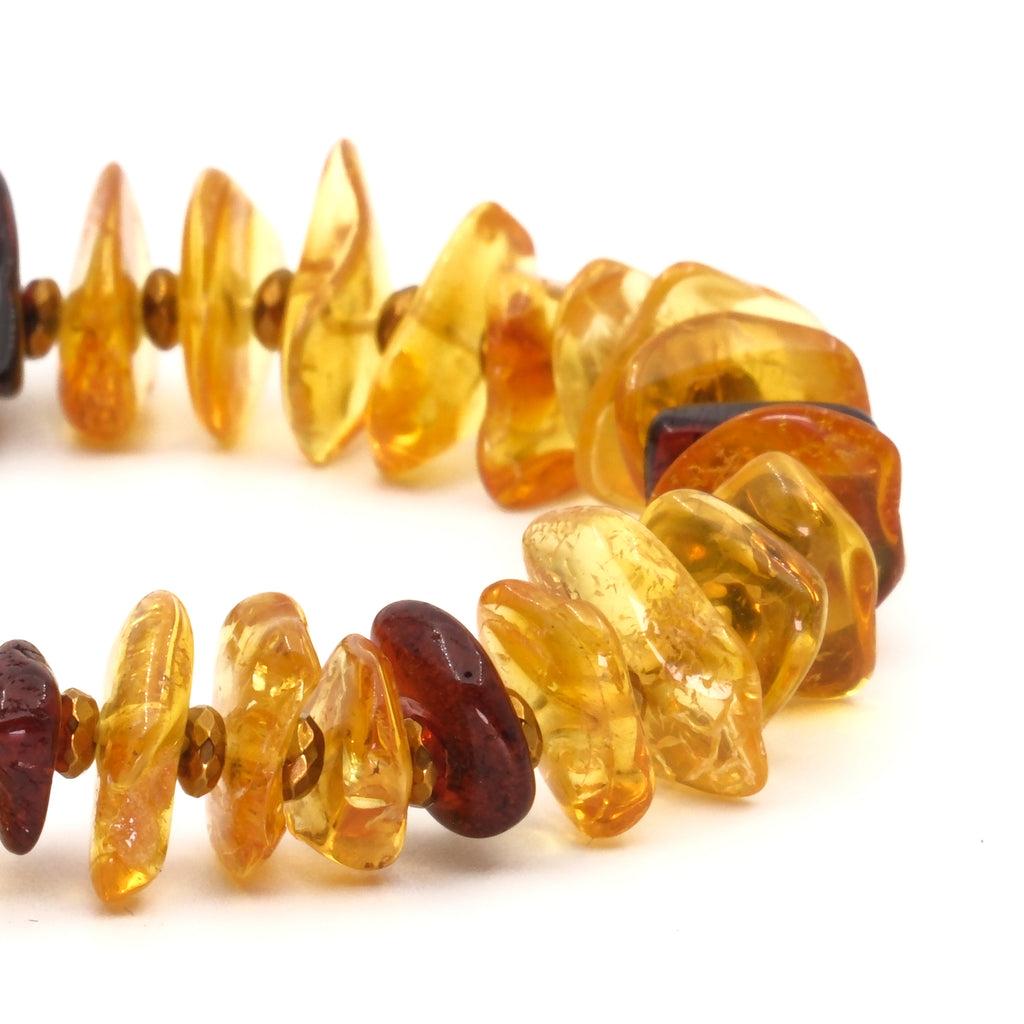 Kehribar ve Hematit Sertifikalı Doğal Taş Bileklik SPF-A-043