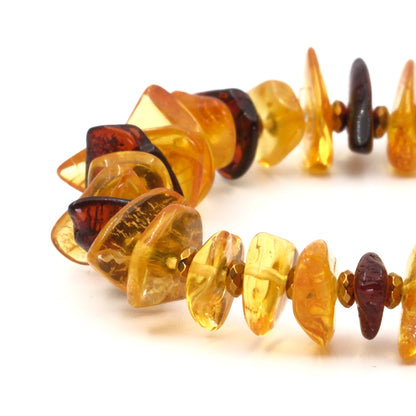 Amber and Hematite Natural Stone Bracelet SPF-A-043