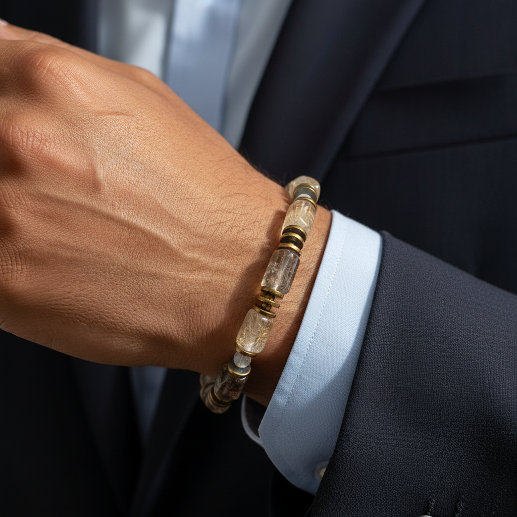 Sitrin ve Hematit Sertifikalı Doğal Taş Bileklik SPF-A-080