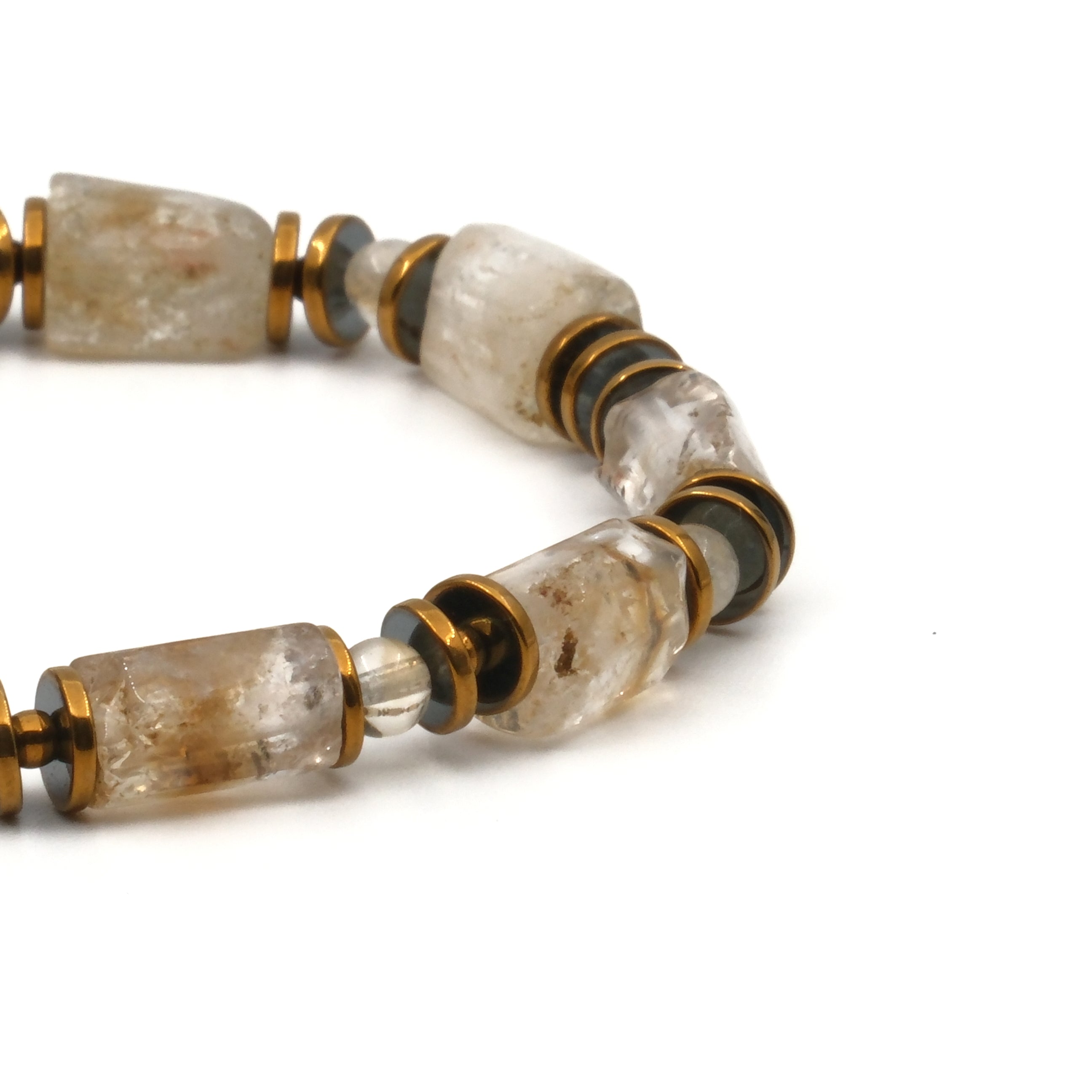 Sitrin ve Hematit Sertifikalı Doğal Taş Bileklik SPF-A-080