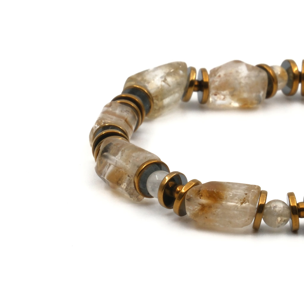 Sitrin ve Hematit Sertifikalı Doğal Taş Bileklik SPF-A-080