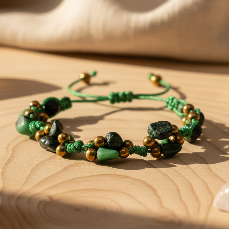 Anyolit Taşı (Ruby Zoisite) Macrome Sertifikalı Doğal Taş Bileklik SPF-A-079