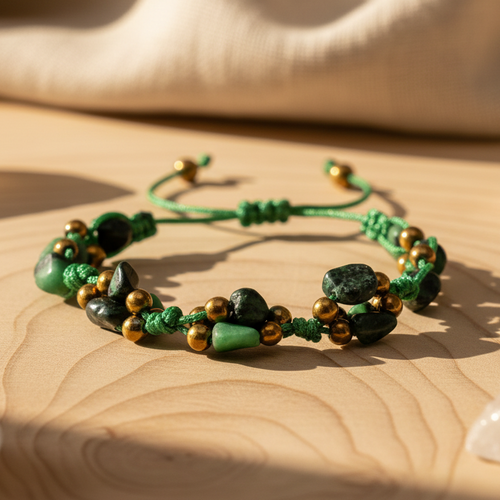 Anyolit Taşı (Ruby Zoisite) Macrome Sertifikalı Doğal Taş Bileklik SPF-A-079