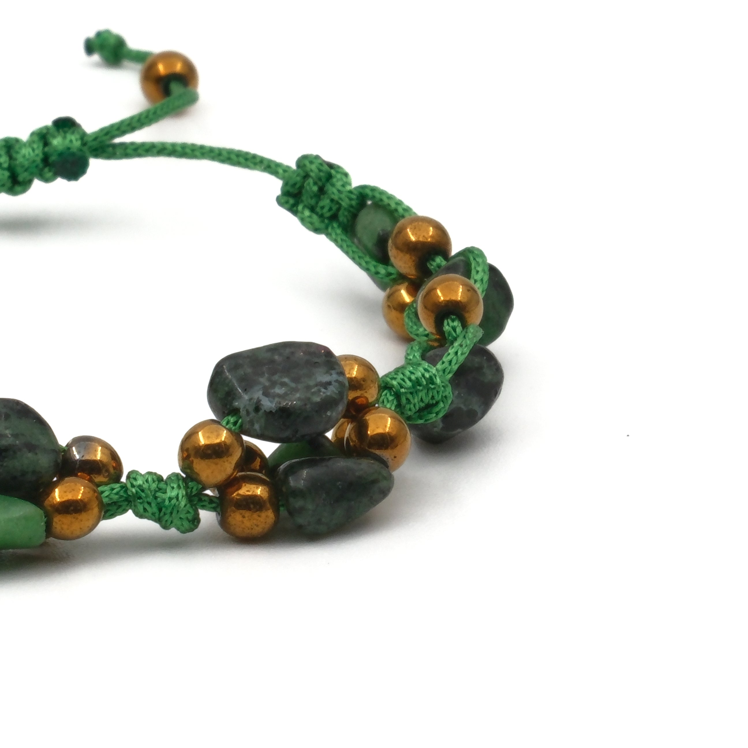 Anyolit Taşı (Ruby Zoisite) Macrome Sertifikalı Doğal Taş Bileklik SPF-A-079