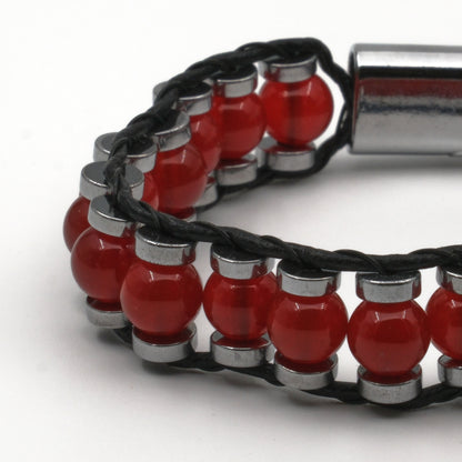Red Agate and Hematite Natural Stone Bracelet SPF-A-044