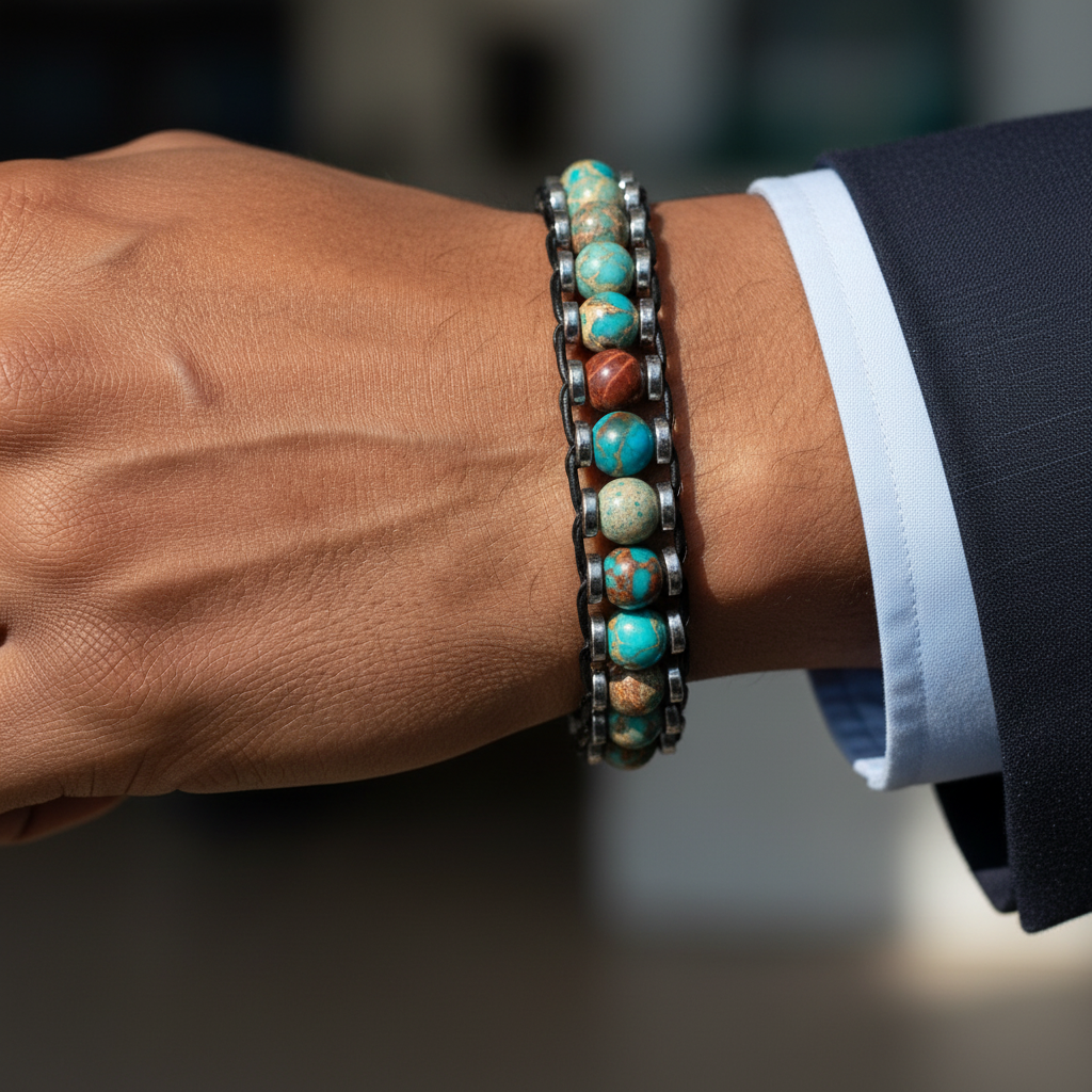 Varisit ve Hematit Şifa Sertifikalı Doğal Taş Bileklik SPF-A-075