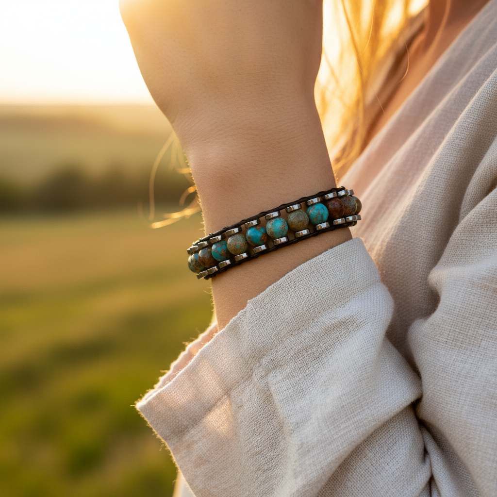 Varisit ve Hematit Şifa Sertifikalı Doğal Taş Bileklik SPF-A-075