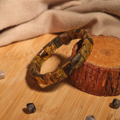 Cube Tiger Eye Certified Natural Stone Bracelet SPF-A-083