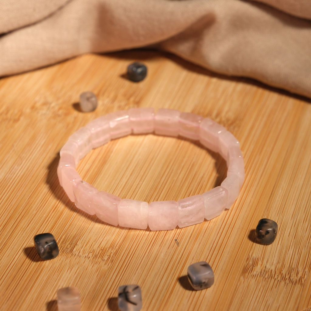 Pembe Kuvars Rolex Kesim Sertifikalı Doğal Taş Bileklik SPF-A-089