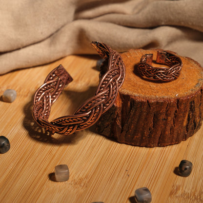 Handmade Motif Pure Copper Unisex Bracelet SPF-B-011