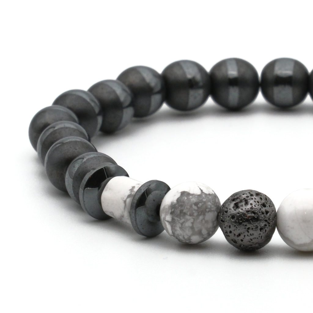 Havlit ve Hematit Sertifikalı Doğal Taş Bileklik SPF-A-107