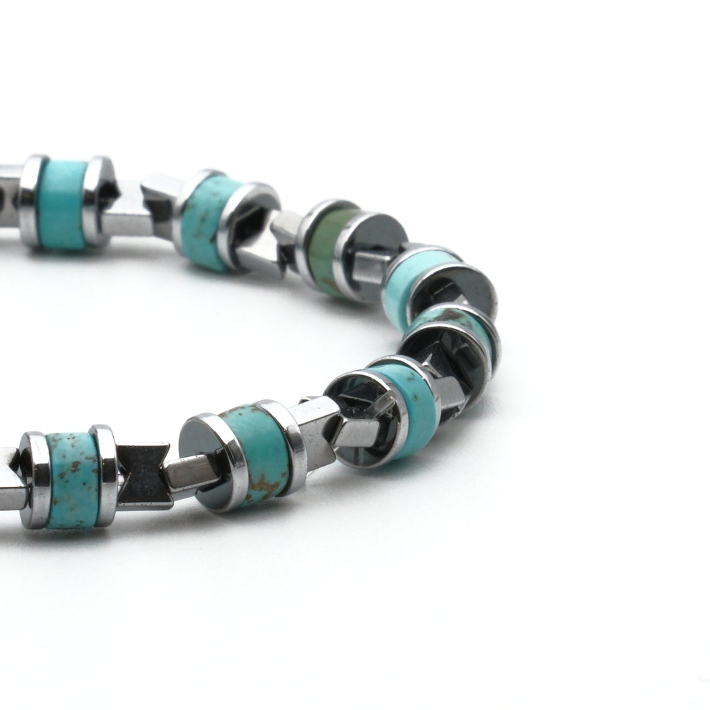 Turkuaz ve Hematit Sertifikalı Doğal Taş Bileklik SPF-A-101