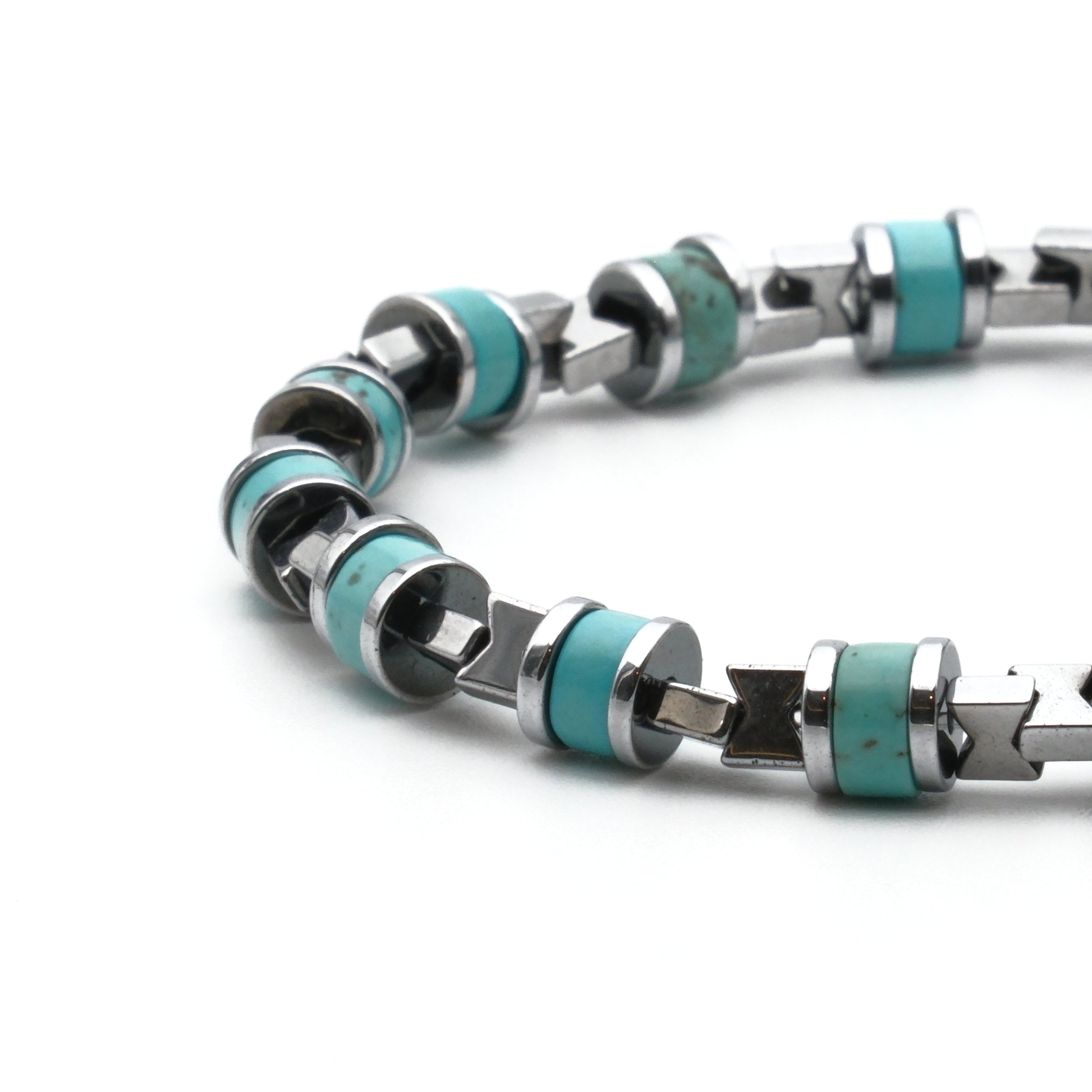 Turkuaz ve Hematit Sertifikalı Doğal Taş Bileklik SPF-A-101