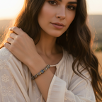 Damarlı Akik ve Hematit Sertifikalı Doğal Taş Bileklik SPF-A-103