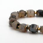 Damarlı Akik ve Hematit Sertifikalı Doğal Taş Bileklik SPF-A-103