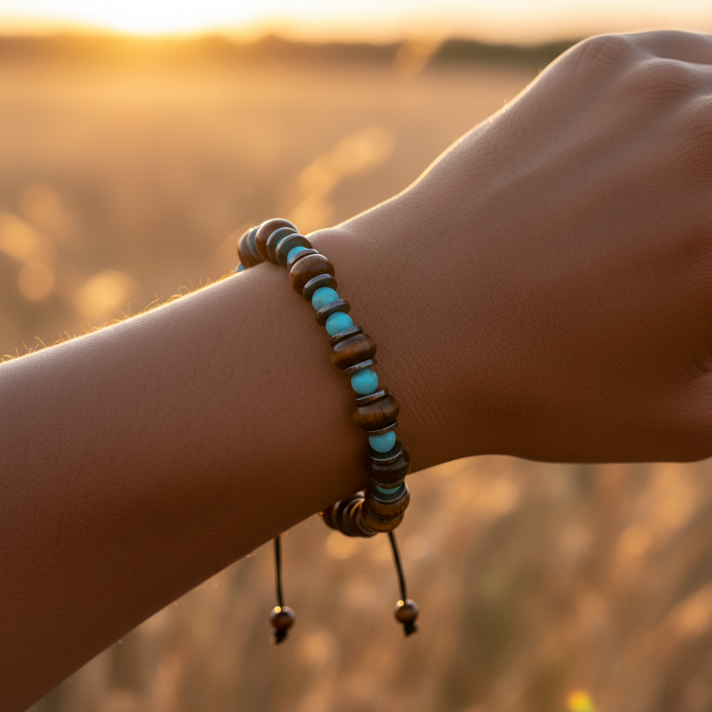 Kaplan Gözü Turkuaz ve Hematit Sertifikalı Doğal Taş Bileklik SPF-A-104