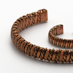Handmade Patterned Pure Copper Unisex Bracelet and Ring Set SPF-B-016