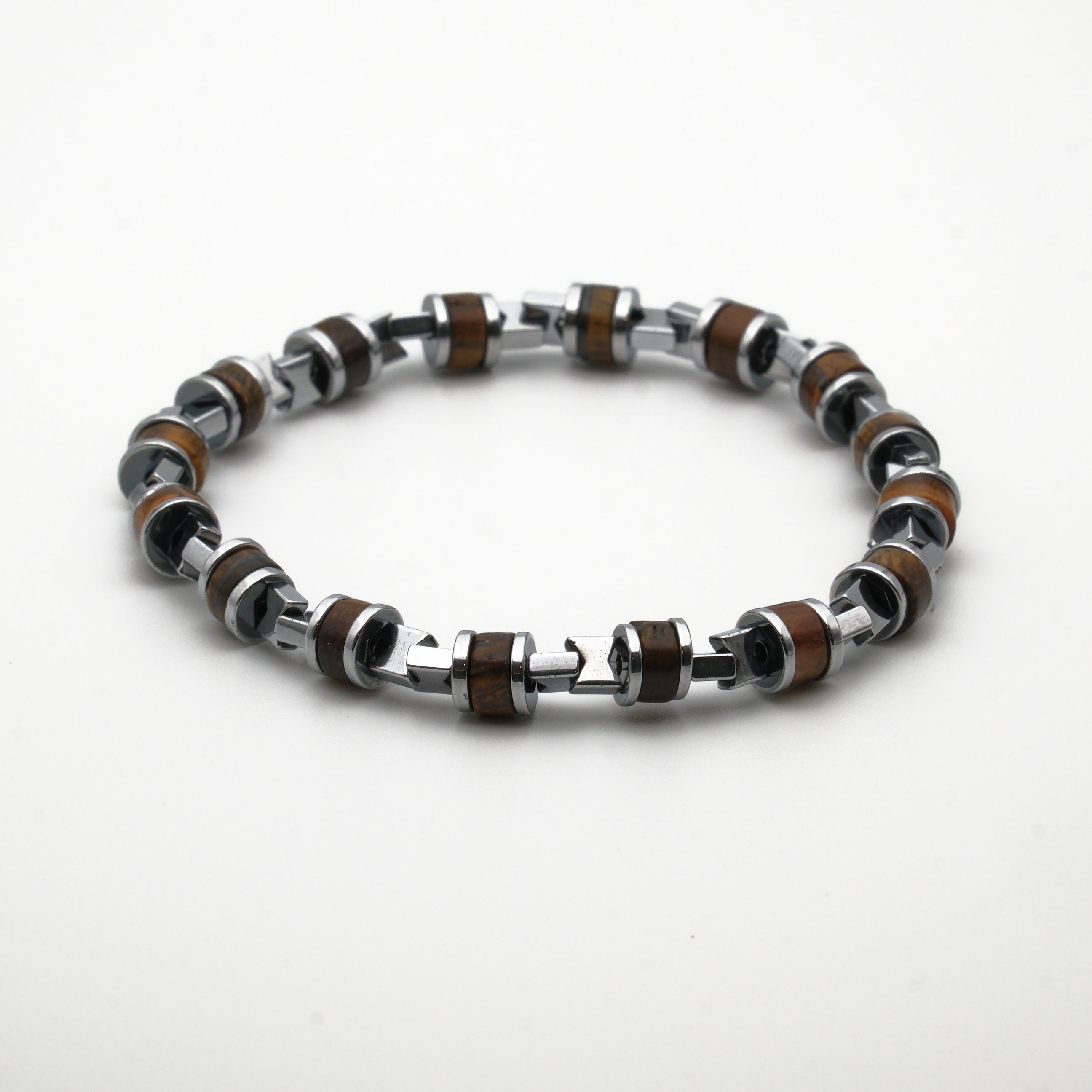 Kaplan Gözü ve Hematit Sertifikalı Doğal Taş Bileklik SPF-A-102