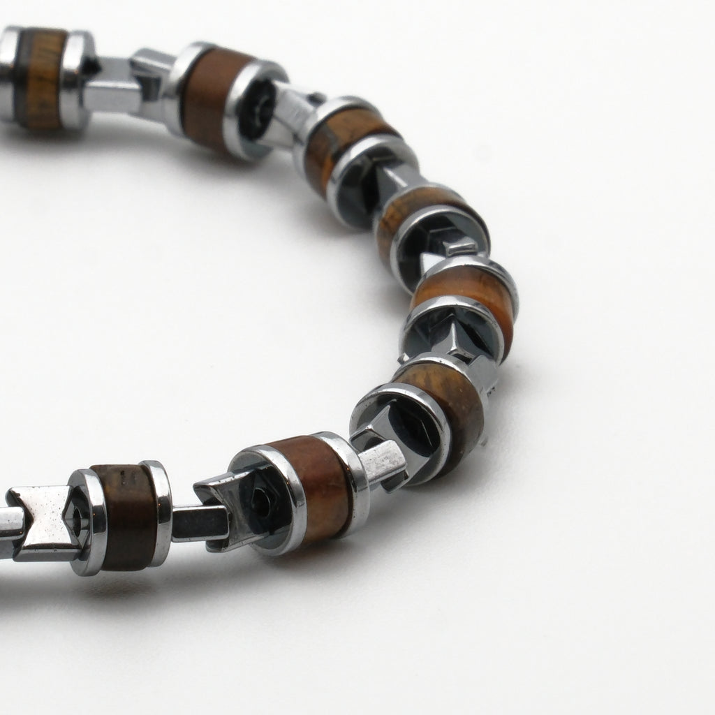 Kaplan Gözü ve Hematit Sertifikalı Doğal Taş Bileklik SPF-A-102