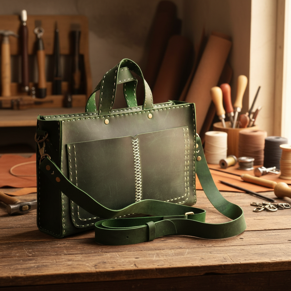 El Yapımı %100 Hakiki Dana Derisi Omuz Çantası 29cmx19cmx7cm SPF-C-014