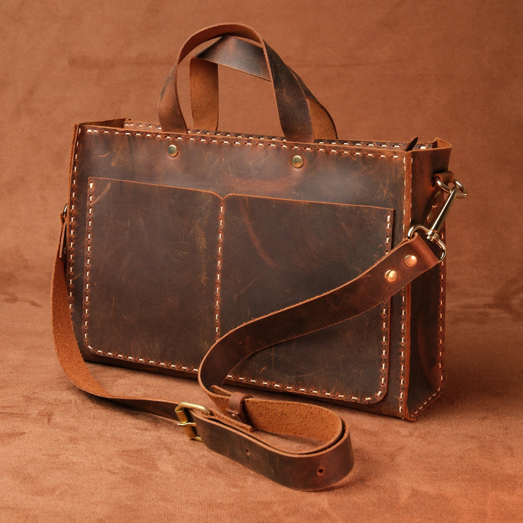 El Yapımı %100 Hakiki Dana Derisi Omuz Çantası 29cmx19cmx7cm SPF-C-016