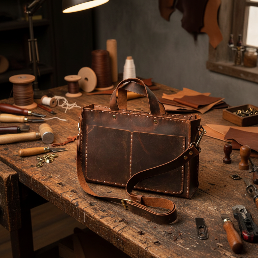 El Yapımı %100 Hakiki Dana Derisi Omuz Çantası 29cmx19cmx7cm SPF-C-016