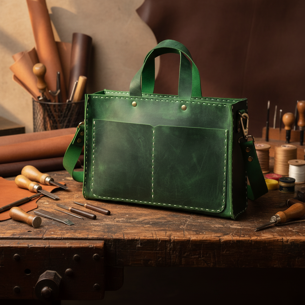 El Yapımı %100 Hakiki Dana Derisi Omuz Çantası 29cmx19cmx7cm SPF-C-017