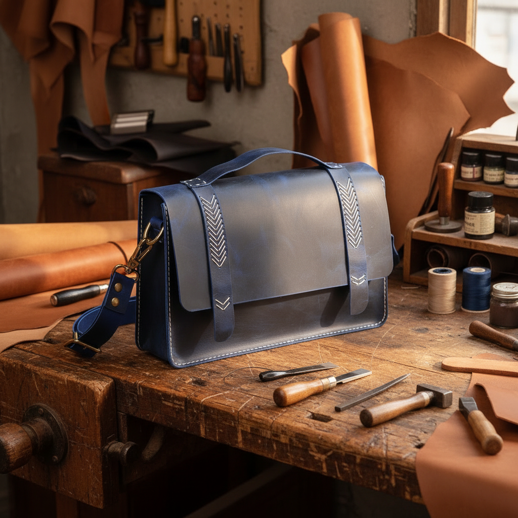 El Yapımı %100 Hakiki Dana Derisi Omuz Çantası 27cmx18cmx8cm SPF-C-011