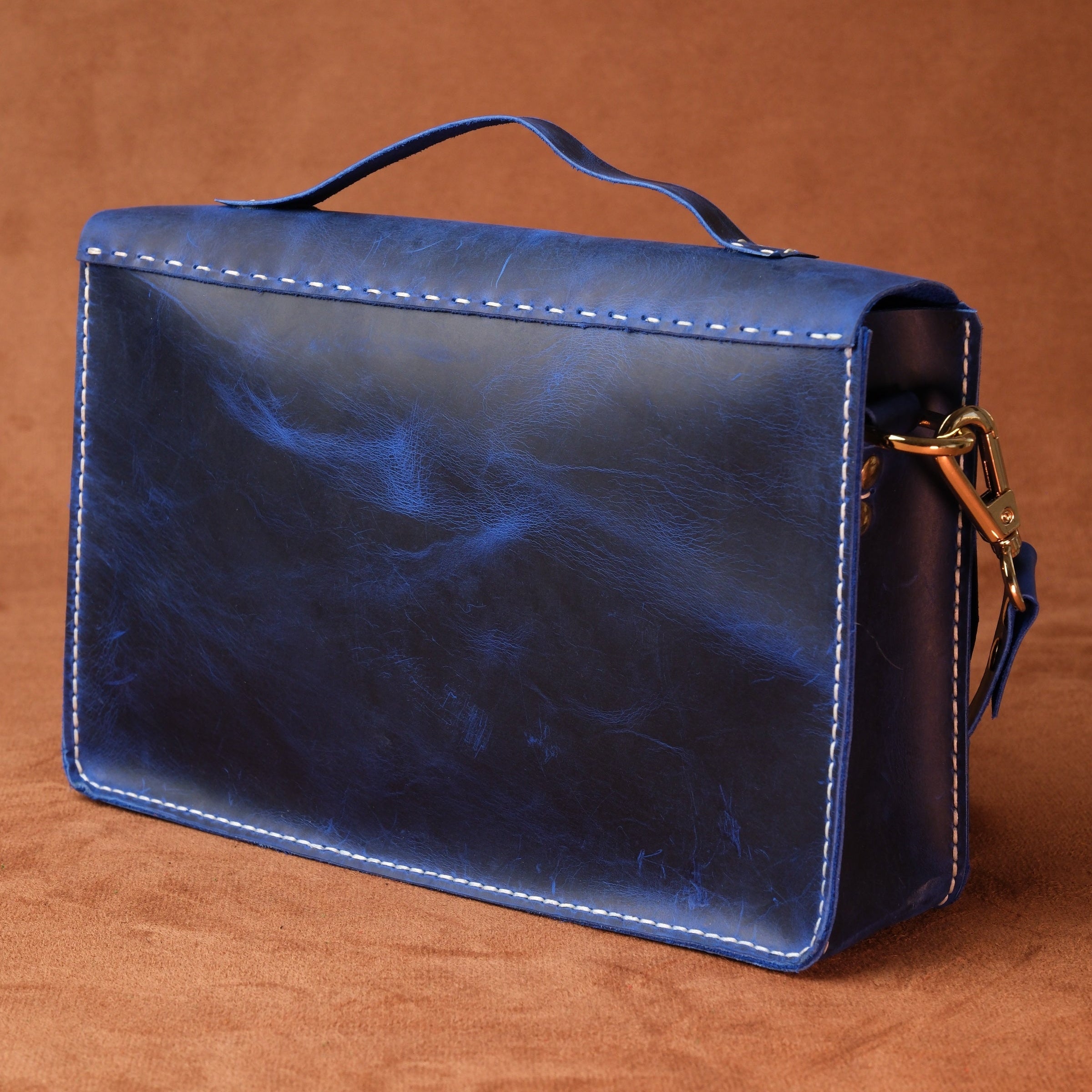 El Yapımı %100 Hakiki Dana Derisi Omuz Çantası 27cmx18cmx8cm SPF-C-011