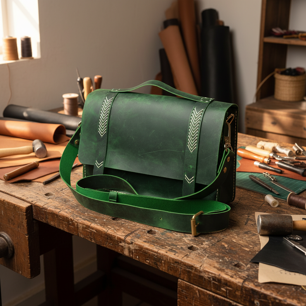 El Yapımı %100 Hakiki Dana Derisi Omuz Çantası 27cmx18cmx8cm SPF-C-010