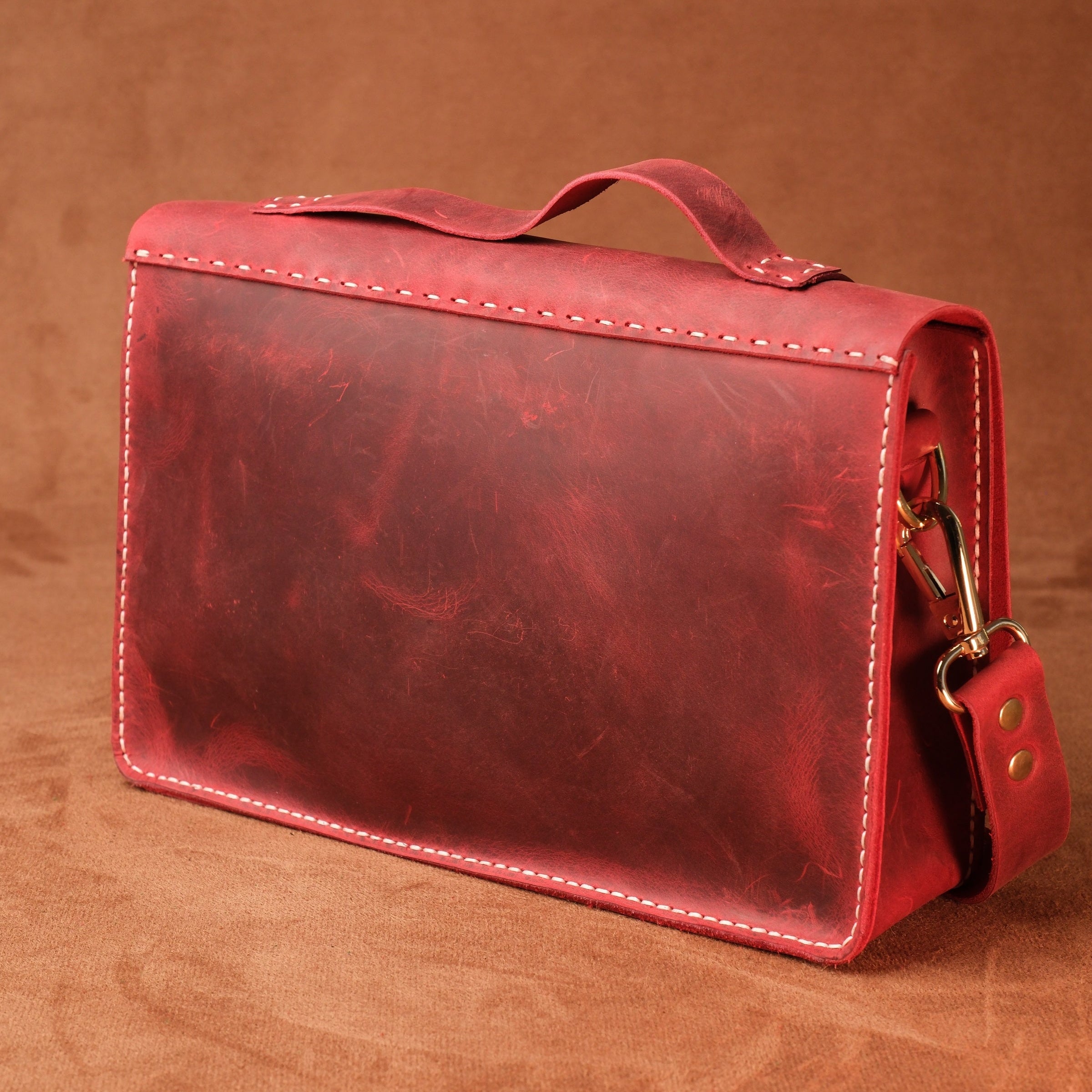 El Yapımı %100 Hakiki Dana Derisi Omuz Çantası 27cmx18cmx8cm SPF-C-009