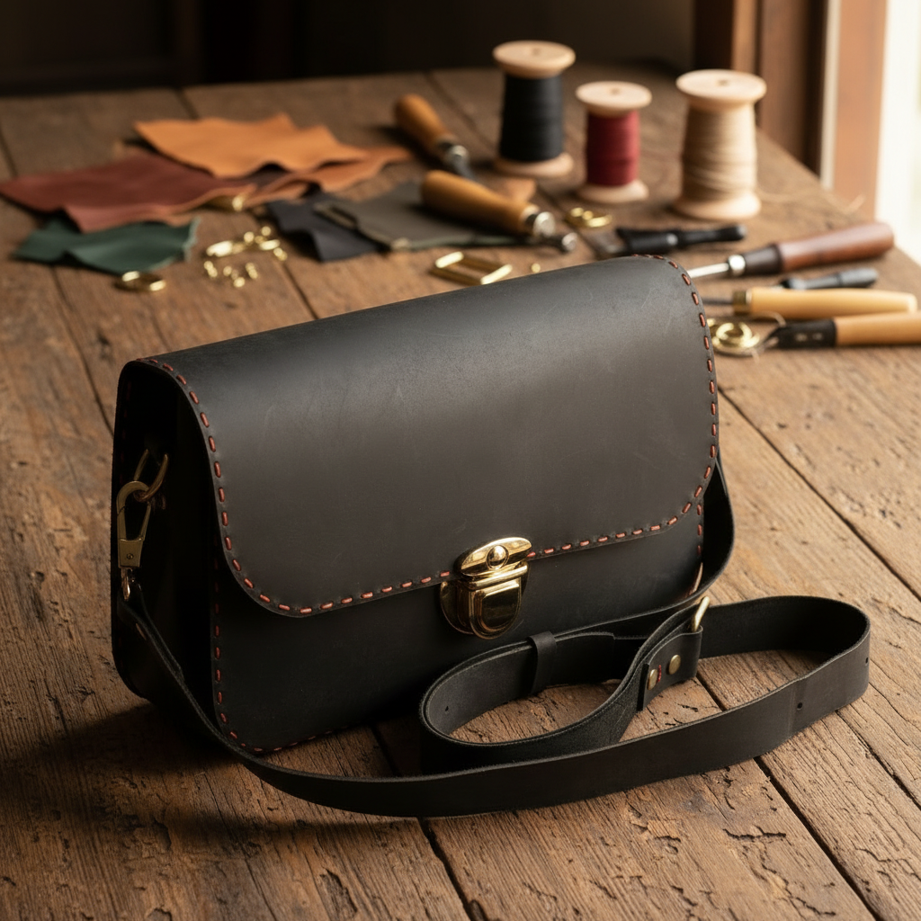 El Yapımı %100 Hakiki Dana Derisi Omuz Çantası 26cmx19cmx6cm SPF-C-003