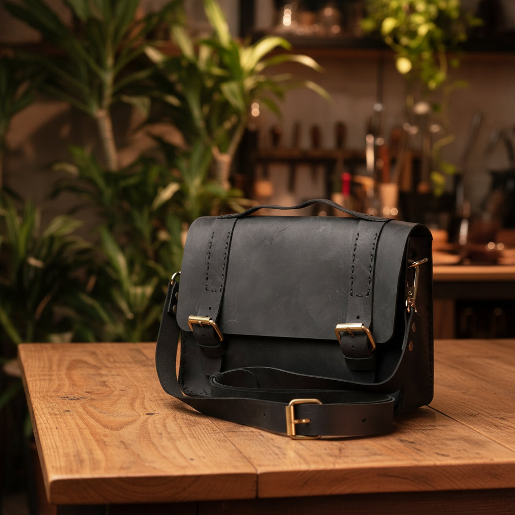 El Yapımı %100 Hakiki Dana Derisi Omuz Çantası 24cmx17cmx9cm SPF-C-018